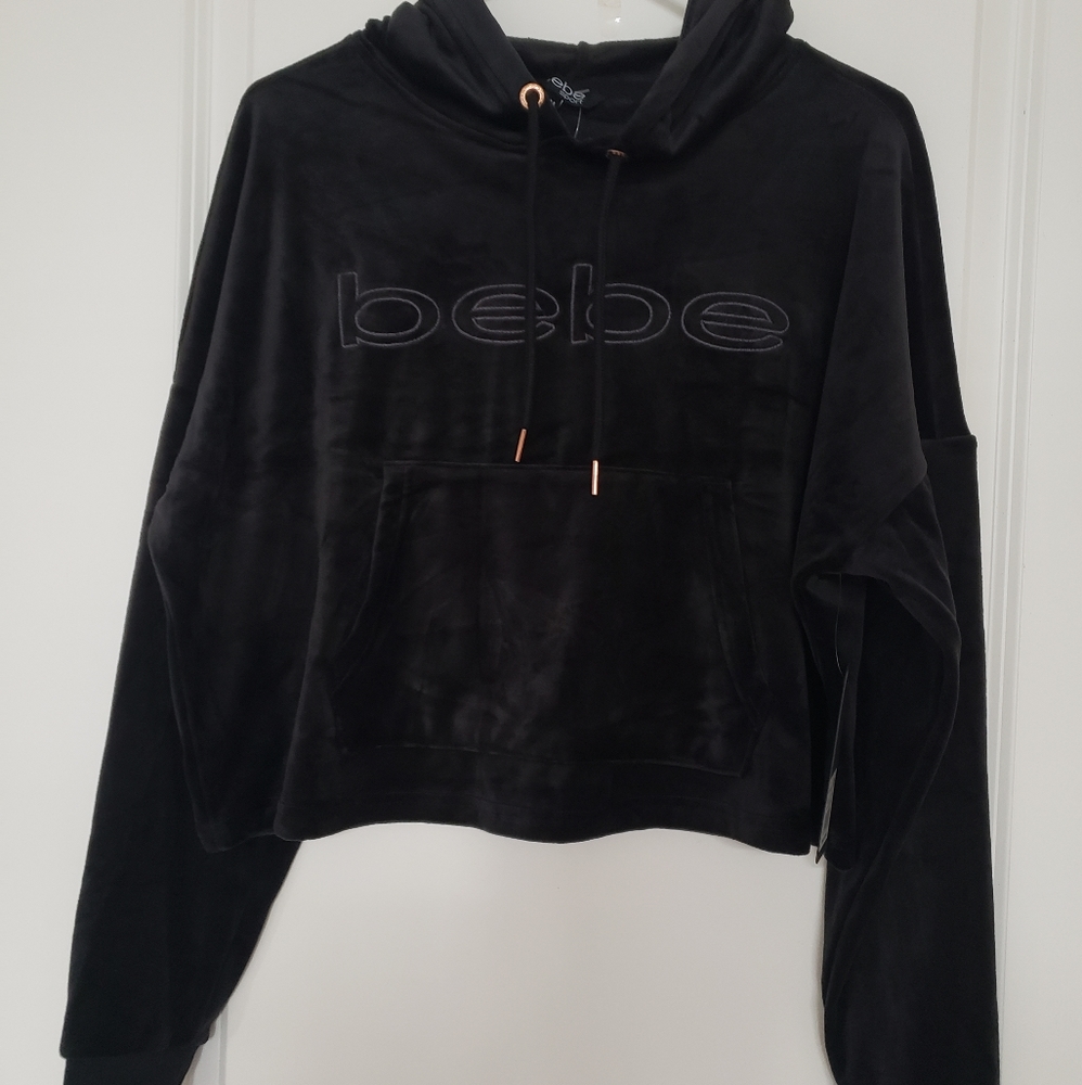 Bebe Sport Plush Hoodie Medium Black